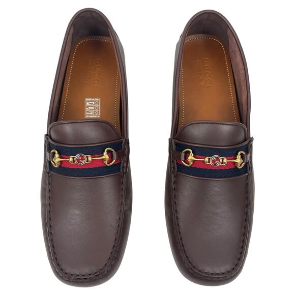 Gucci Ayrton Web GG Logo Horsebit Leather Driver Loafer Brown Size 13 - Picture 5 of 15